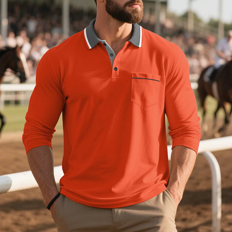 Herren Langarm Polo-Shirt aus atmungsaktivem Stoff mit modernem Kragen Heidi-Mode - Image 8