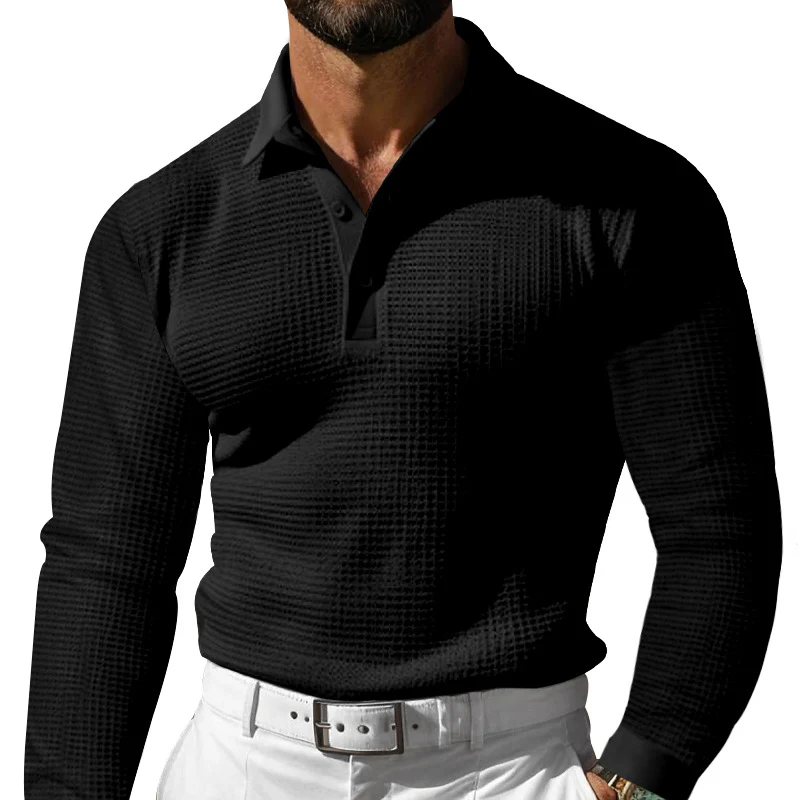 Herren Langarm Polohemd mit strukturiertem Design und klassischem Kragen Heidi-Mode - Image 10