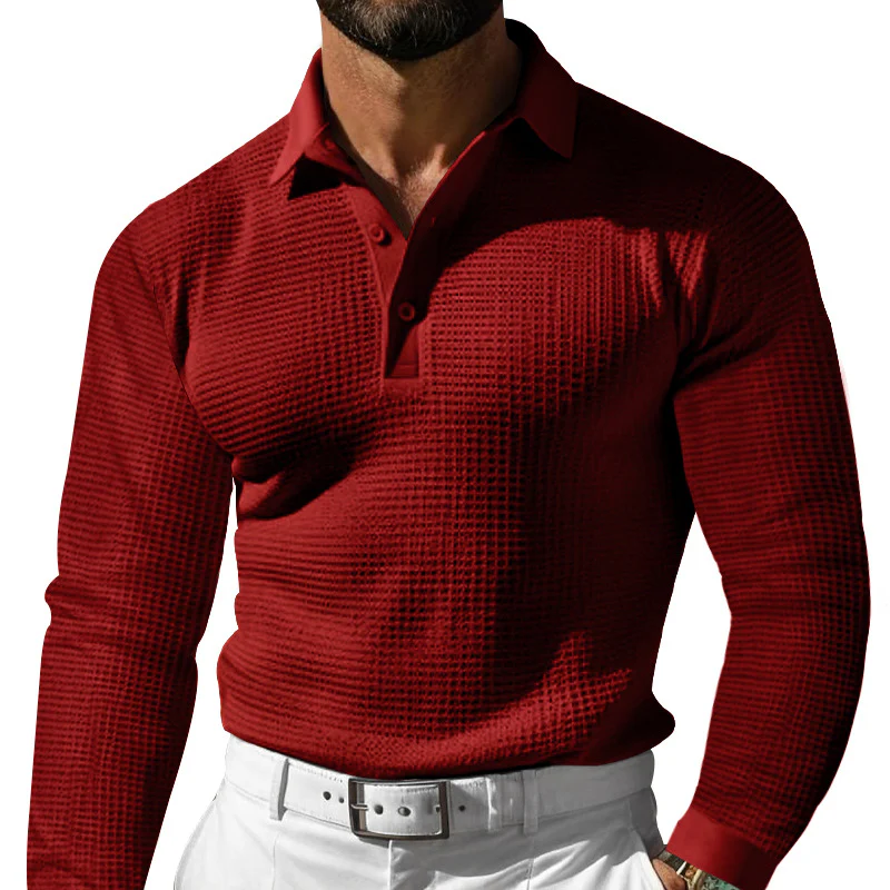Herren Langarm Polohemd mit strukturiertem Design und klassischem Kragen Heidi-Mode - Image 2
