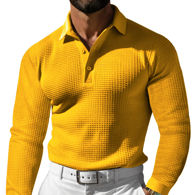 Herren Langarm Polohemd mit strukturiertem Design und klassischem Kragen Heidi-Mode - Image 5
