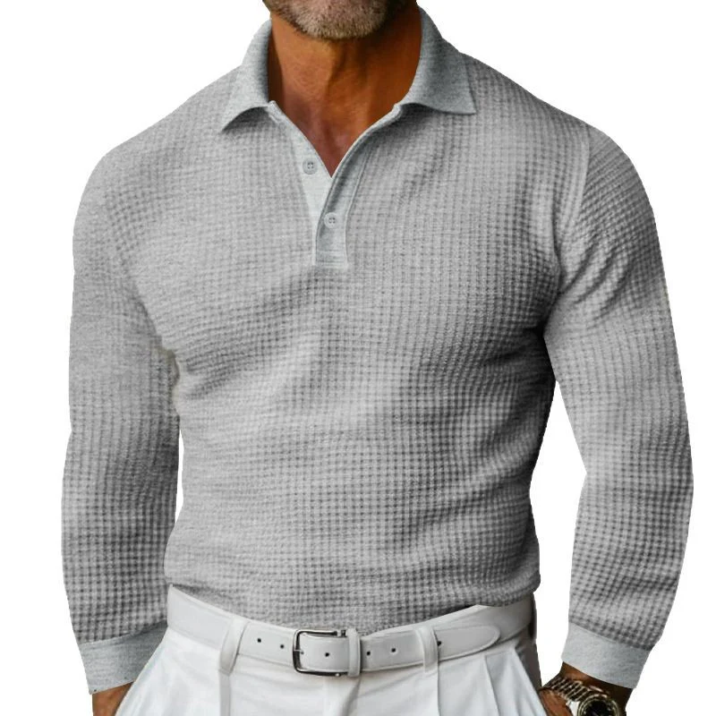 Herren Langarm Polohemd mit strukturiertem Design und klassischem Kragen Heidi-Mode - Image 7