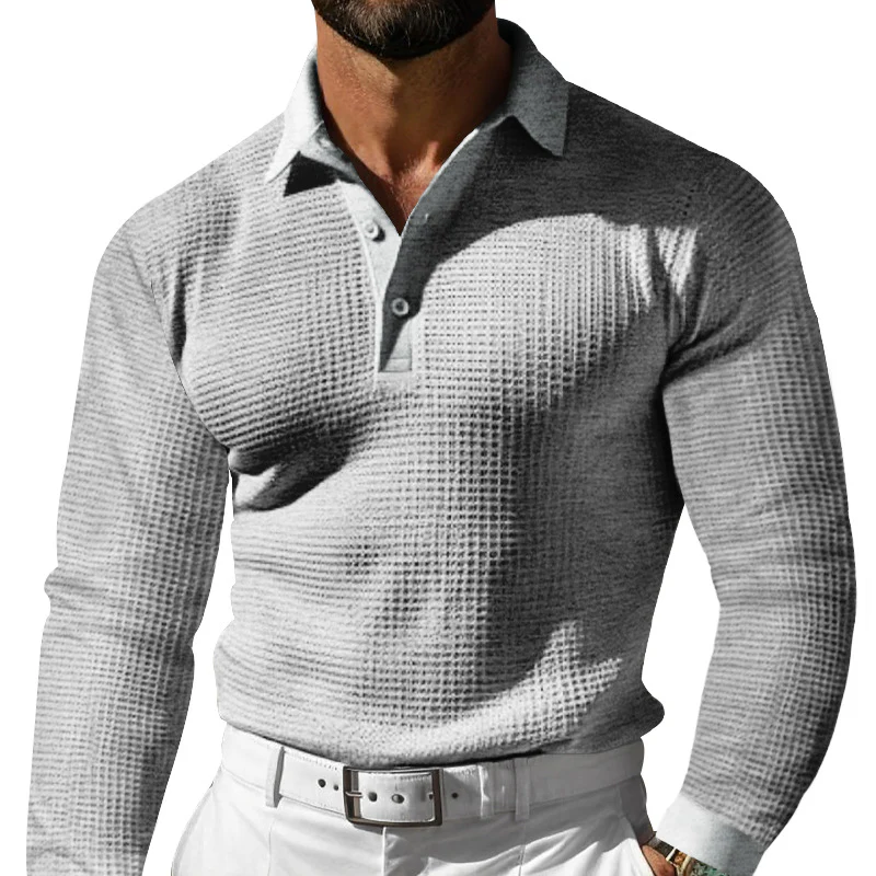 Herren Langarm Polohemd mit strukturiertem Design und klassischem Kragen Heidi-Mode - Image 8