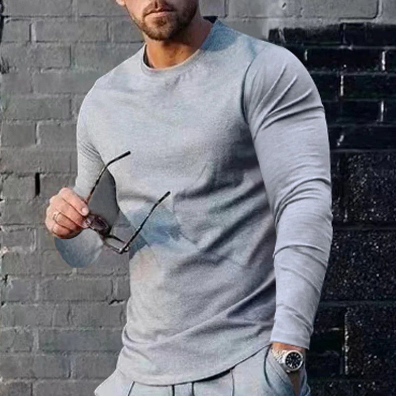 Herren langärmliges T-Shirt mit modischem Schnitt und hochwertigem Baumwollmix Heidi-Mode