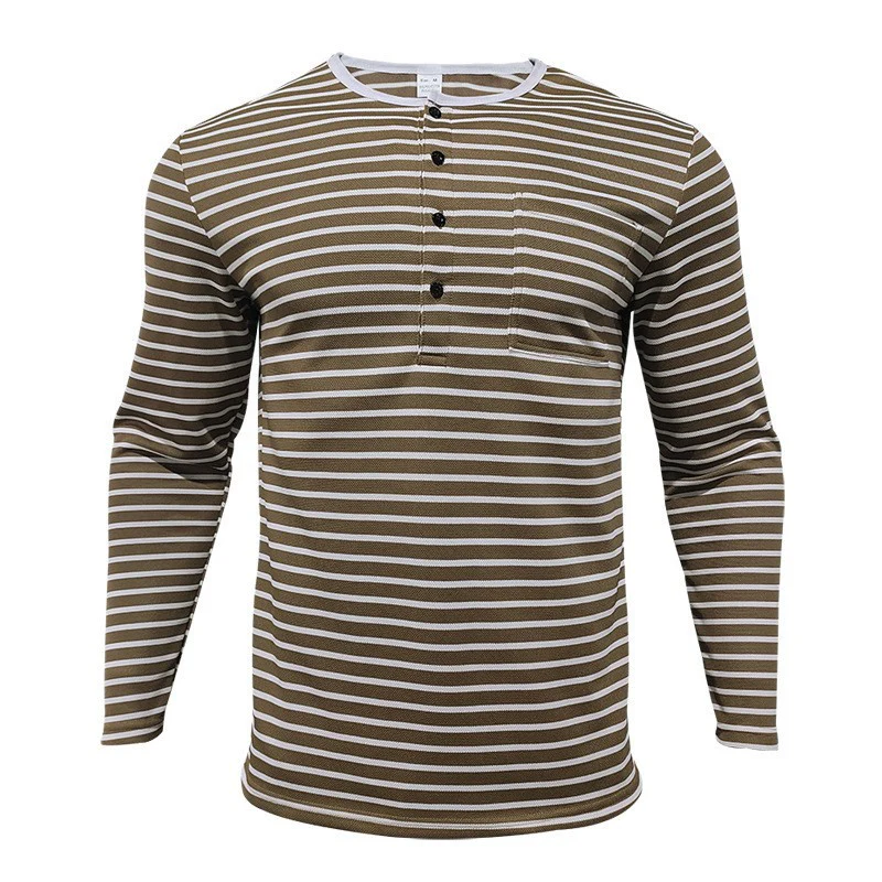 Herren Langarmshirt mit gestreiftem Design und Knopfleiste Heidi-Mode - Image 7