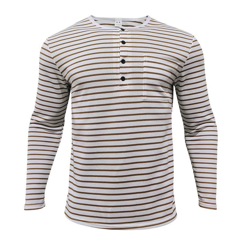 Herren Langarmshirt mit gestreiftem Design und Knopfleiste Heidi-Mode - Image 8