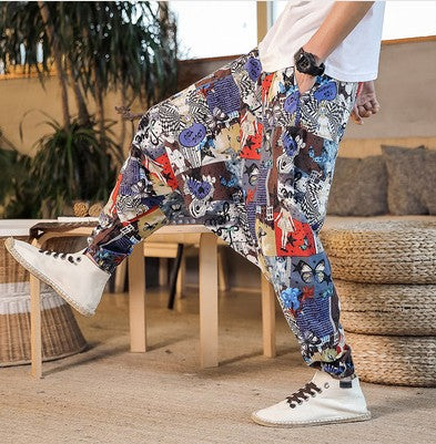 Herren Lässige Haremshose mit buntem Muster und elastischem Bund Heidi-Mode - Image 3