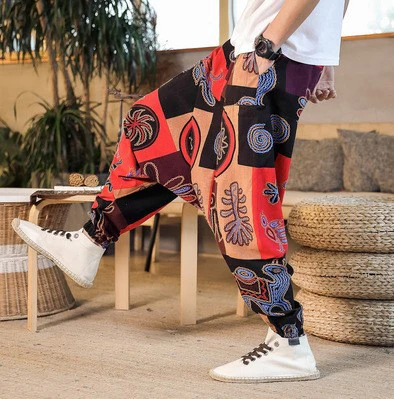 Herren Lässige Haremshose mit buntem Muster und elastischem Bund Heidi-Mode - Image 8
