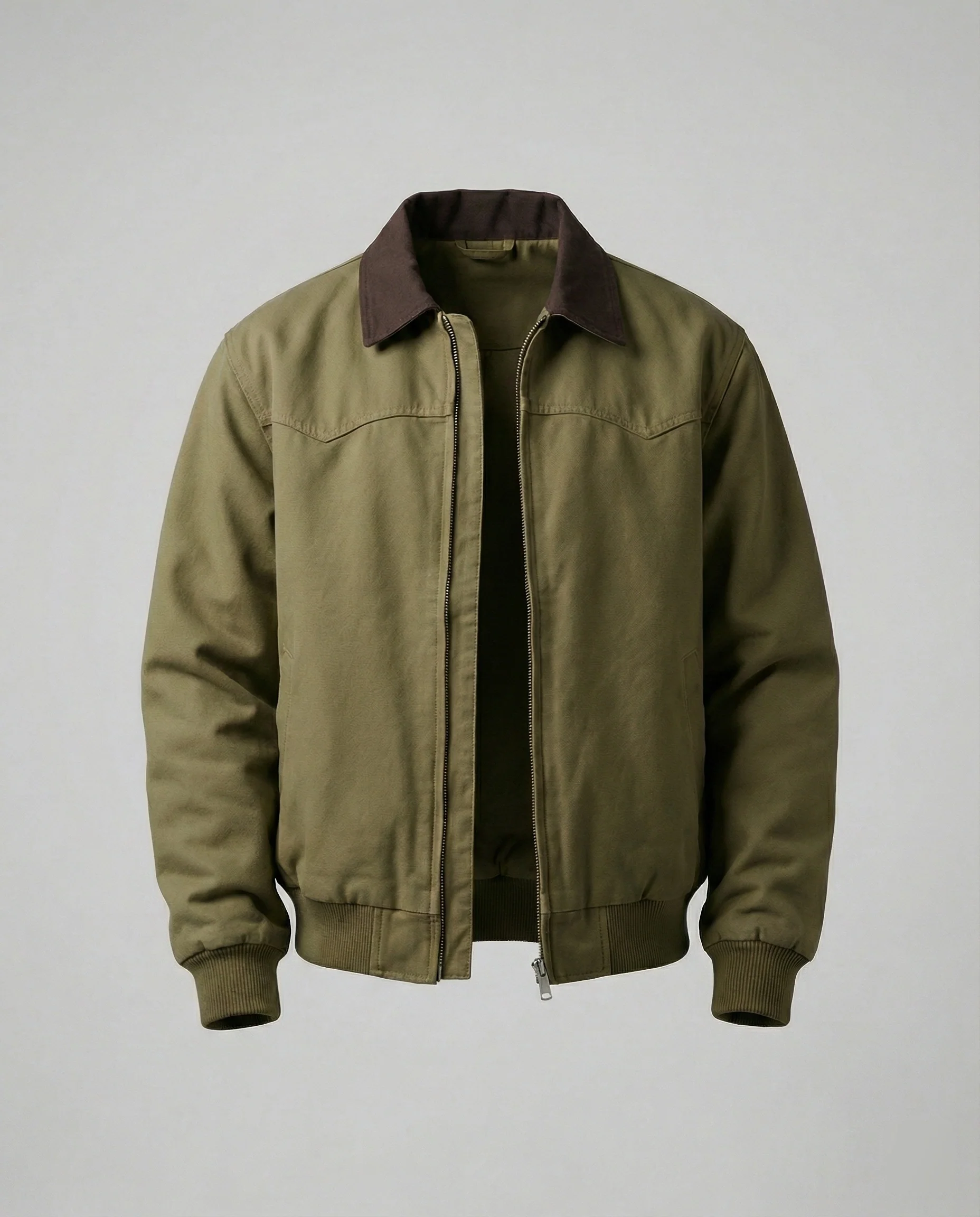 Herren lässige Workerjacke mit kontrastkragen Reißverschlussfront und Rippbündchen Heidi-Mode - Image 6