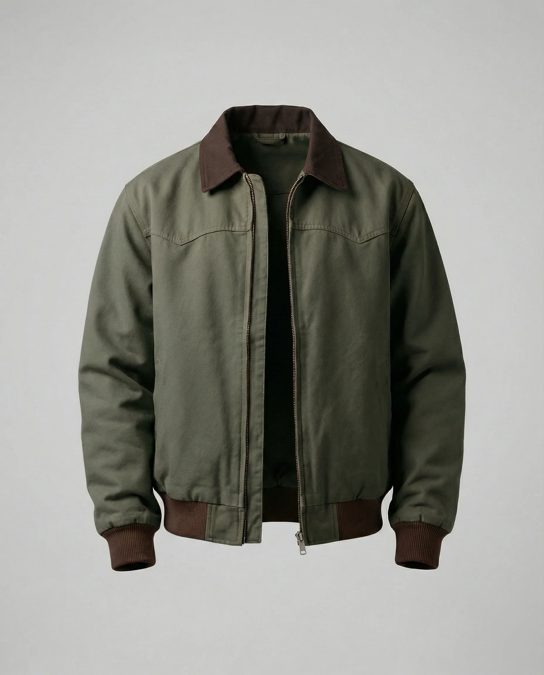 Herren lässige Workerjacke mit kontrastkragen Reißverschlussfront und Rippbündchen Heidi-Mode - Image 8