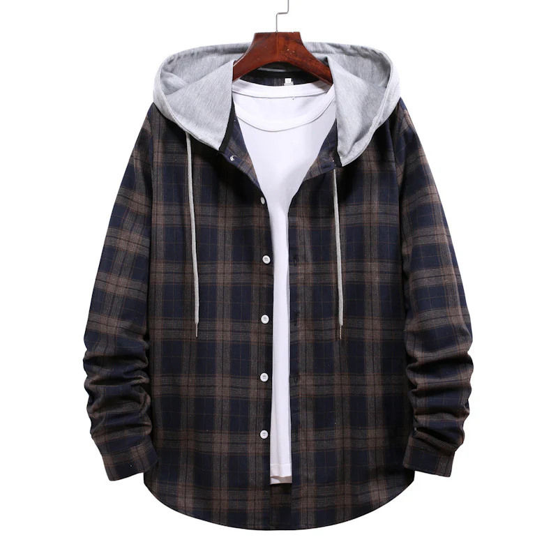 Herren Lässiges Flanellhemd mit moderner Kapuze Heidi-Mode - Image 2