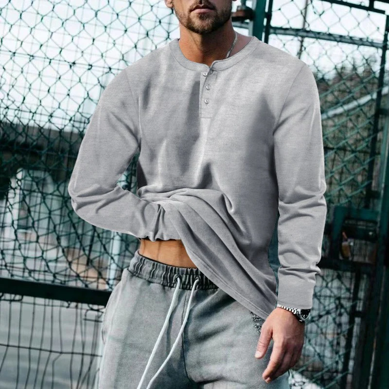 Herren lässiges Langarmshirt mit Knopfleiste und weichem Material Heidi-Mode - Image 12