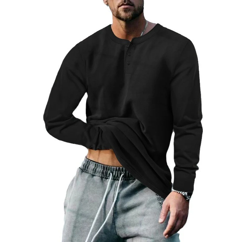 Herren lässiges Langarmshirt mit Knopfleiste und weichem Material Heidi-Mode - Image 13
