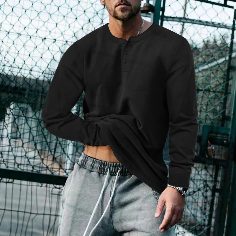 Herren lässiges Langarmshirt mit Knopfleiste und weichem Material Heidi-Mode - Image 17