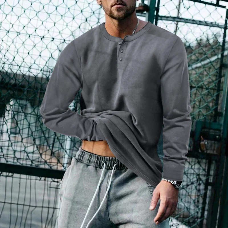 Herren lässiges Langarmshirt mit Knopfleiste und weichem Material Heidi-Mode - Image 6