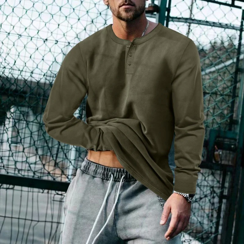 Herren lässiges Langarmshirt mit Knopfleiste und weichem Material Heidi-Mode - Image 9