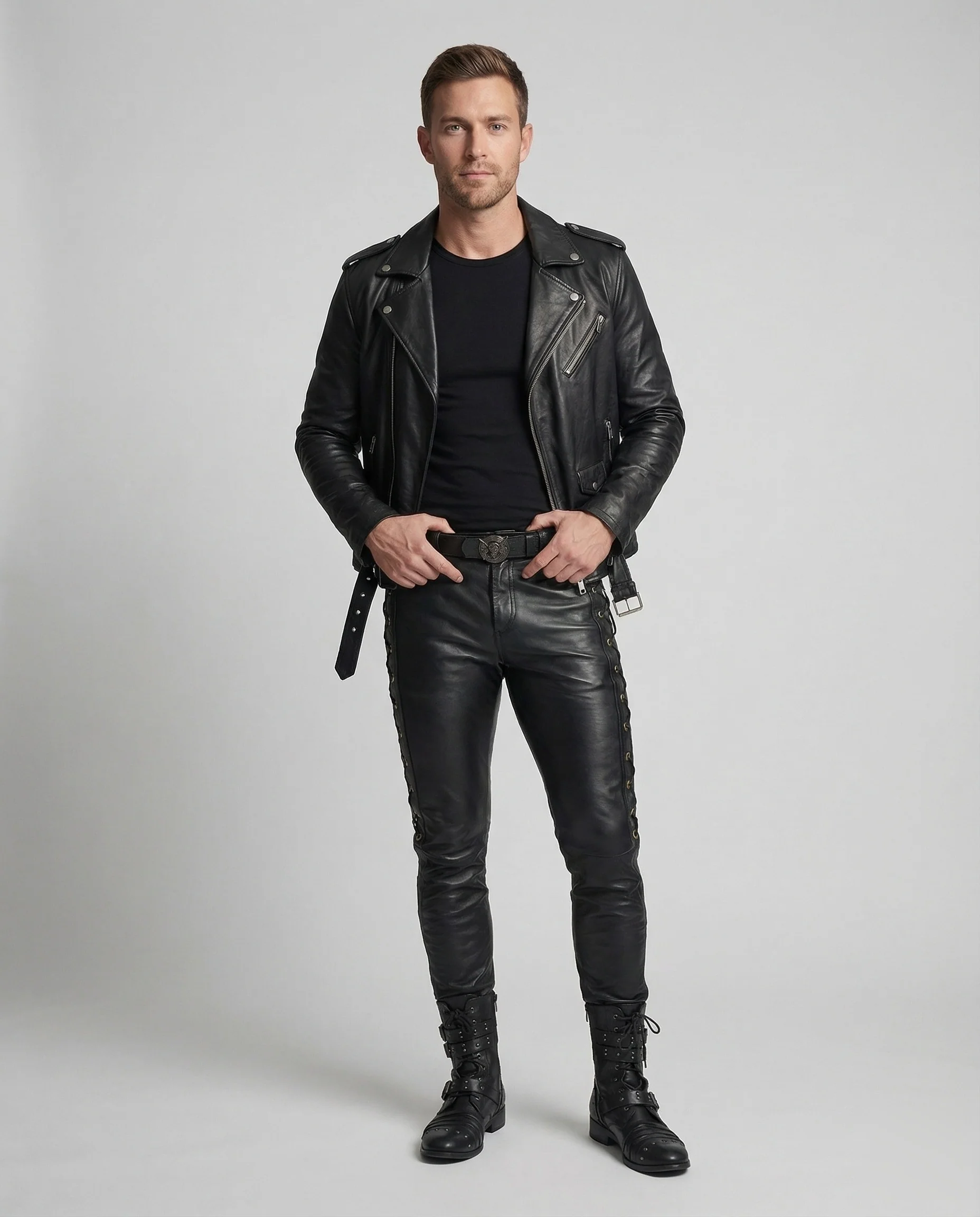 Herren Lederhose mit Schnürdetail