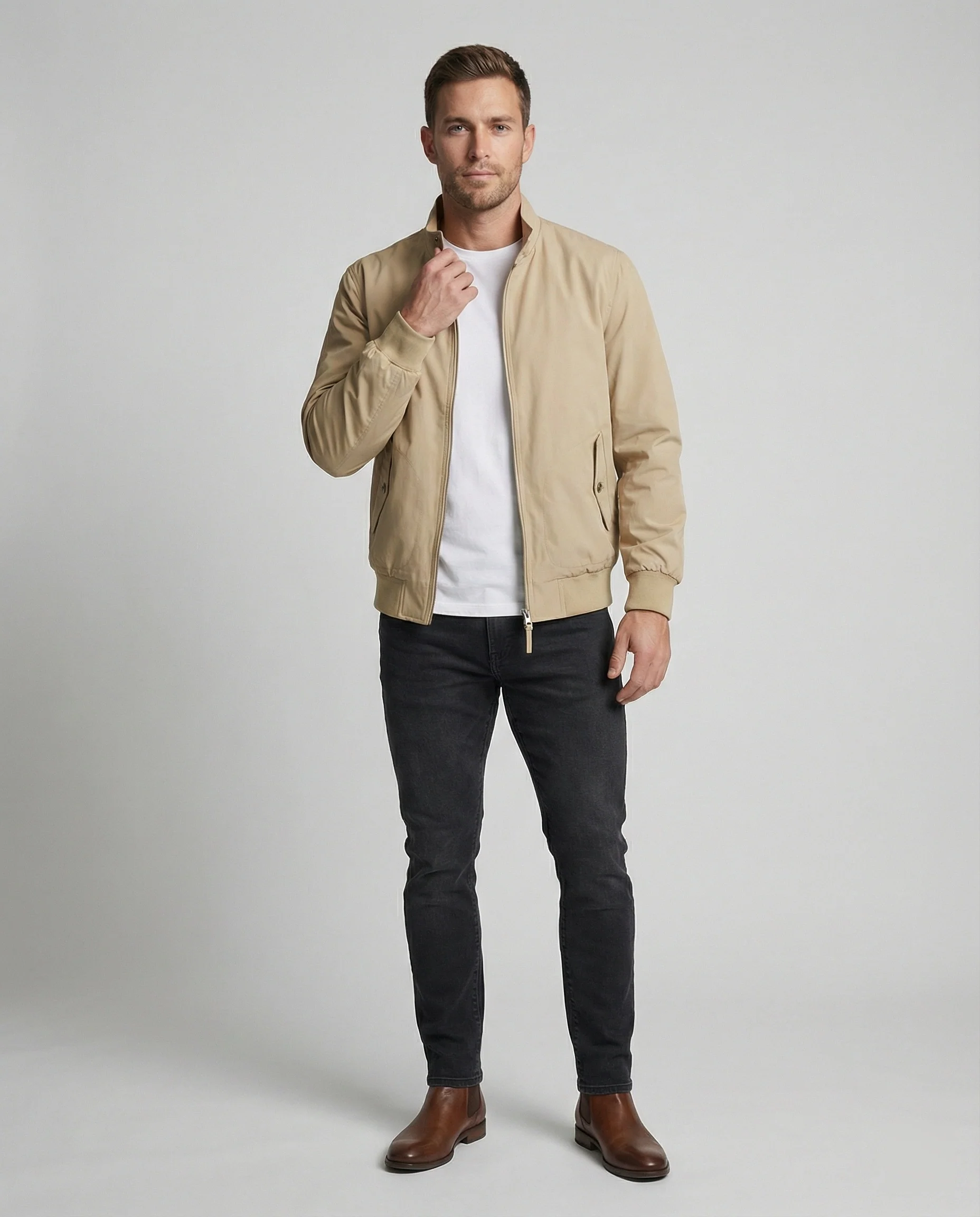Herren leicht wattierter Alltagsblouson mit Druckknopf-Halsriegel und Zwei-Wege-Reißverschluss Heidi-Mode - Image 3