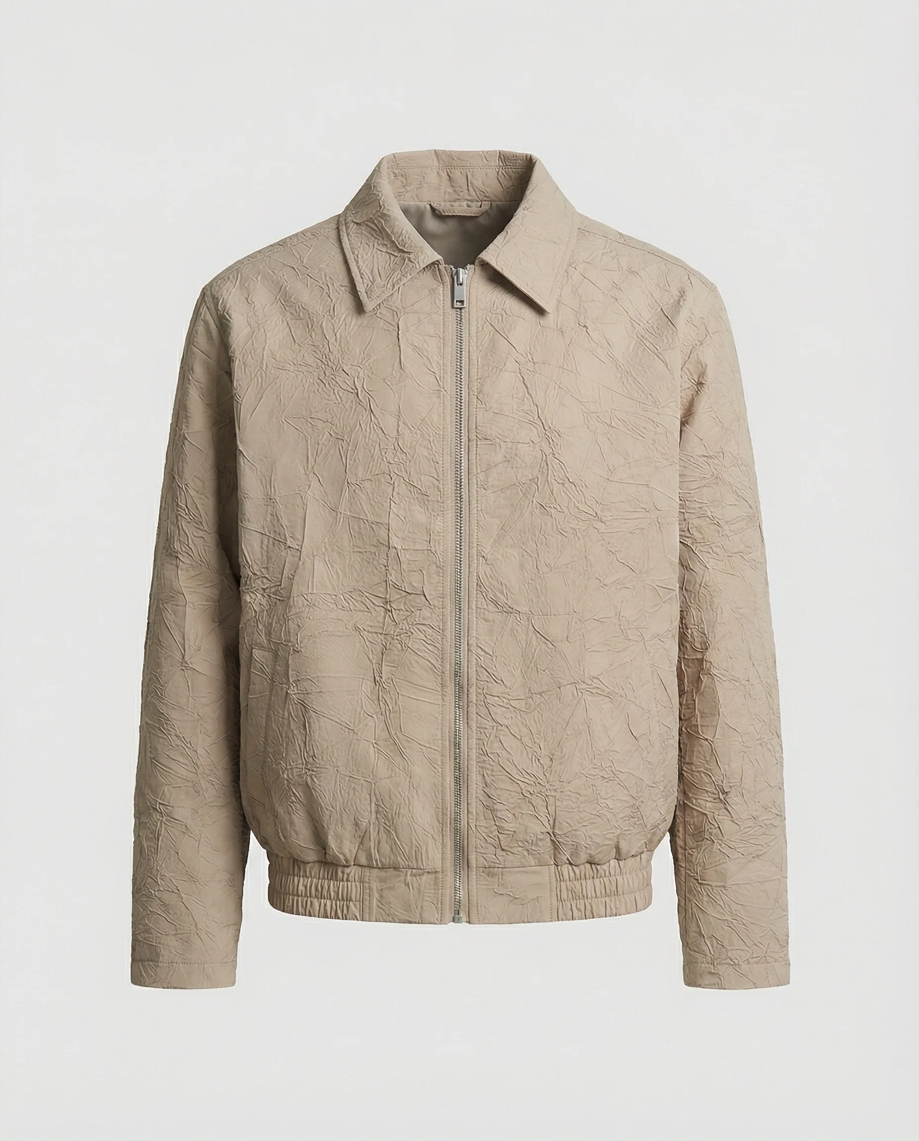 Herren leichte strukturierte Blousonjacke mit Hemdkragen Reißverschluss und elastischem Saum Heidi-Mode - Image 5