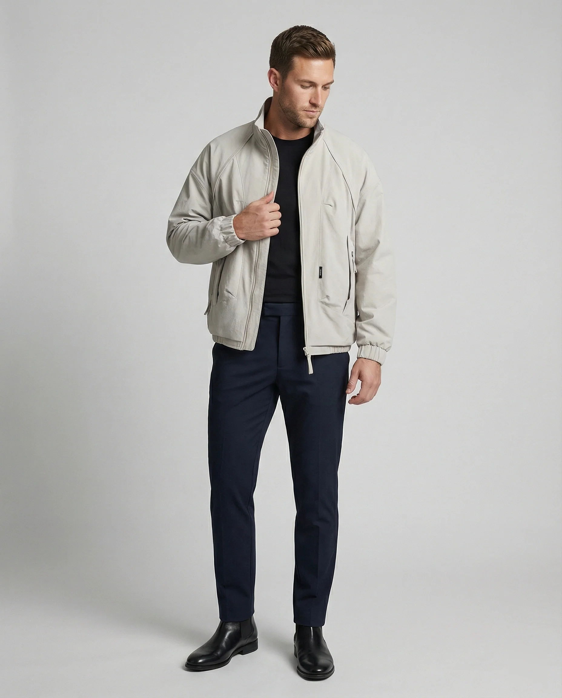 Herren leichter funktionaler Blouson mit Raglanärmeln, Zweiwege-Reißverschluss und Kordelzugsaum Heidi-Mode - Image 3
