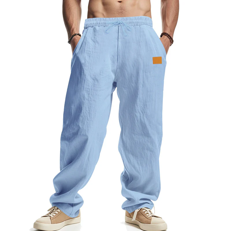 Herren locker geschnittene Leinenhose mit verstellbarem Kordelzug und praktischen Seitentaschen Heidi-Mode - Image 4