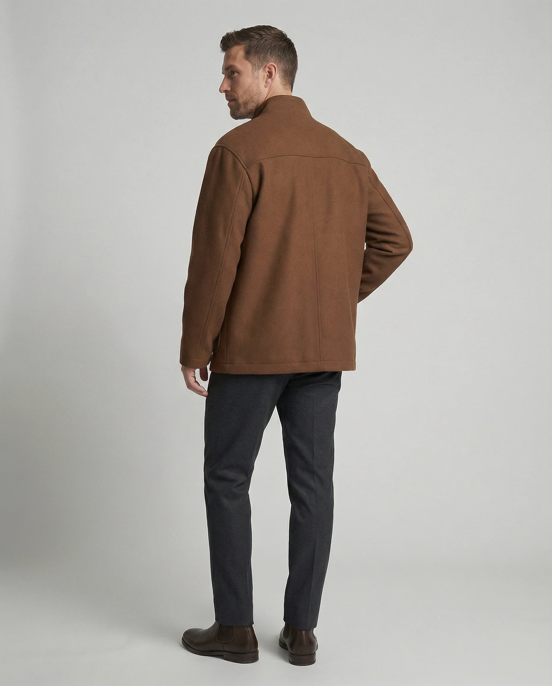 Herren locker geschnittene Wollmix-Hemdjacke mit Pattentasche und verdeckter Druckknopfleiste Heidi-Mode - Image 4