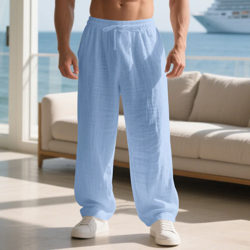 Herren lockere Sommerhose aus leichtem Leinenmaterial mit elastischem Bund und Seitentaschen Heidi-Mode - Image 10