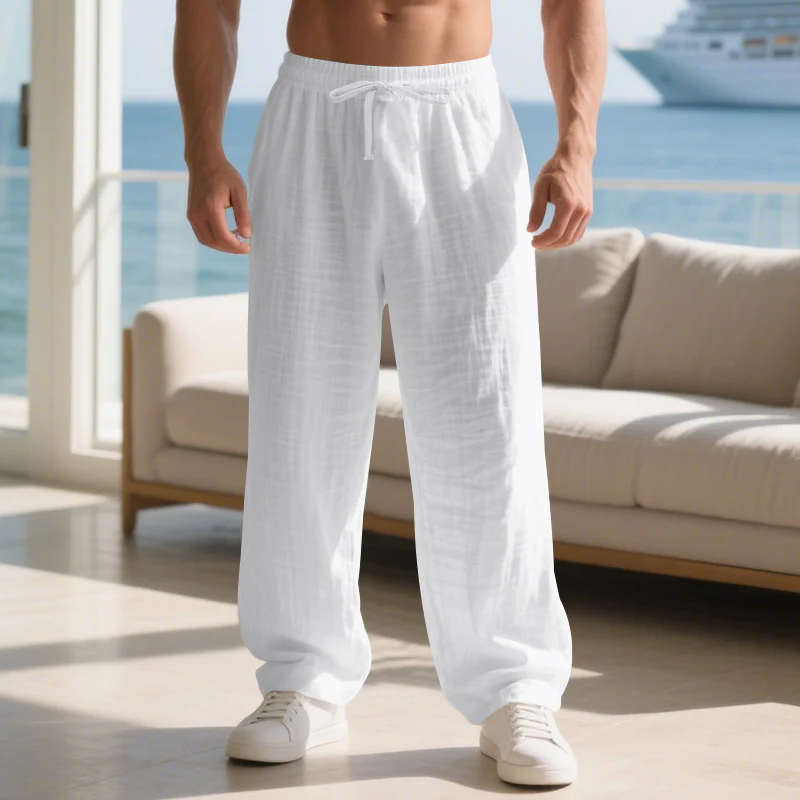 Herren lockere Sommerhose aus leichtem Leinenmaterial mit elastischem Bund und Seitentaschen Heidi-Mode - Image 11