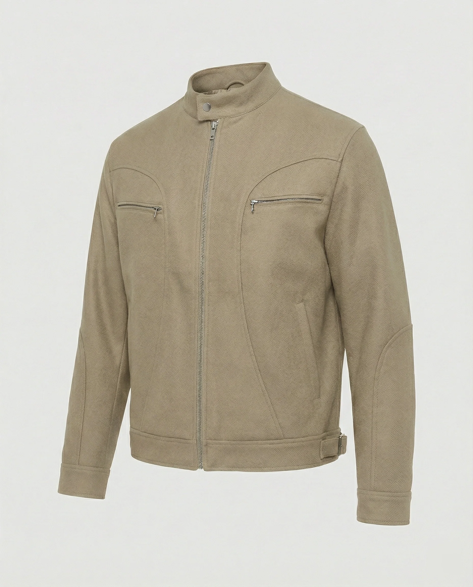 Herren lockere Wolloptik-Blousonjacke mit kurzem Stehkragen durchgehendem Reißverschluss und horizontalen Brusttaschen Heidi-Mode - Image 5