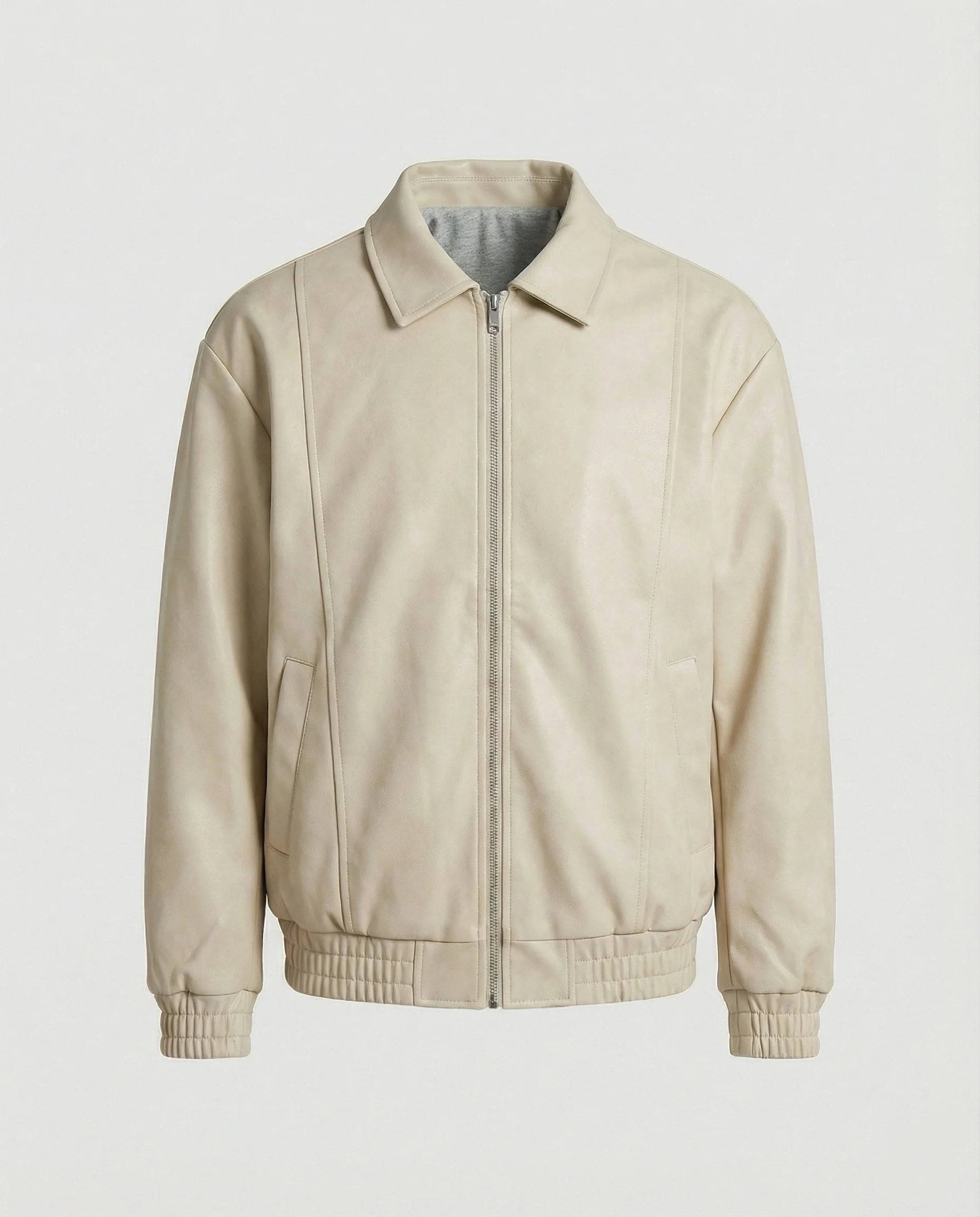Herren lockerer Blouson aus Lederimitat mit verdecktem Reißverschluss und elastischen Bündchen Heidi-Mode - Image 6