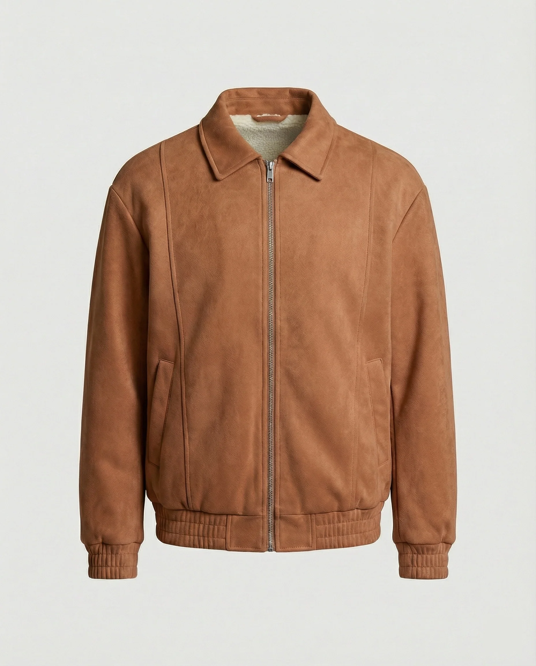 Herren lockerer Blouson aus Lederimitat mit verdecktem Reißverschluss und elastischen Bündchen Heidi-Mode - Image 8