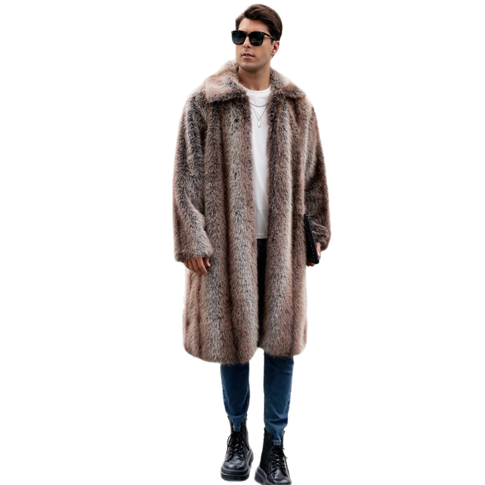 Herren Luxuriöser Kunstpelzmantel mit voluminösem Kragen und harmonischem Design Heidi-Mode - Image 5