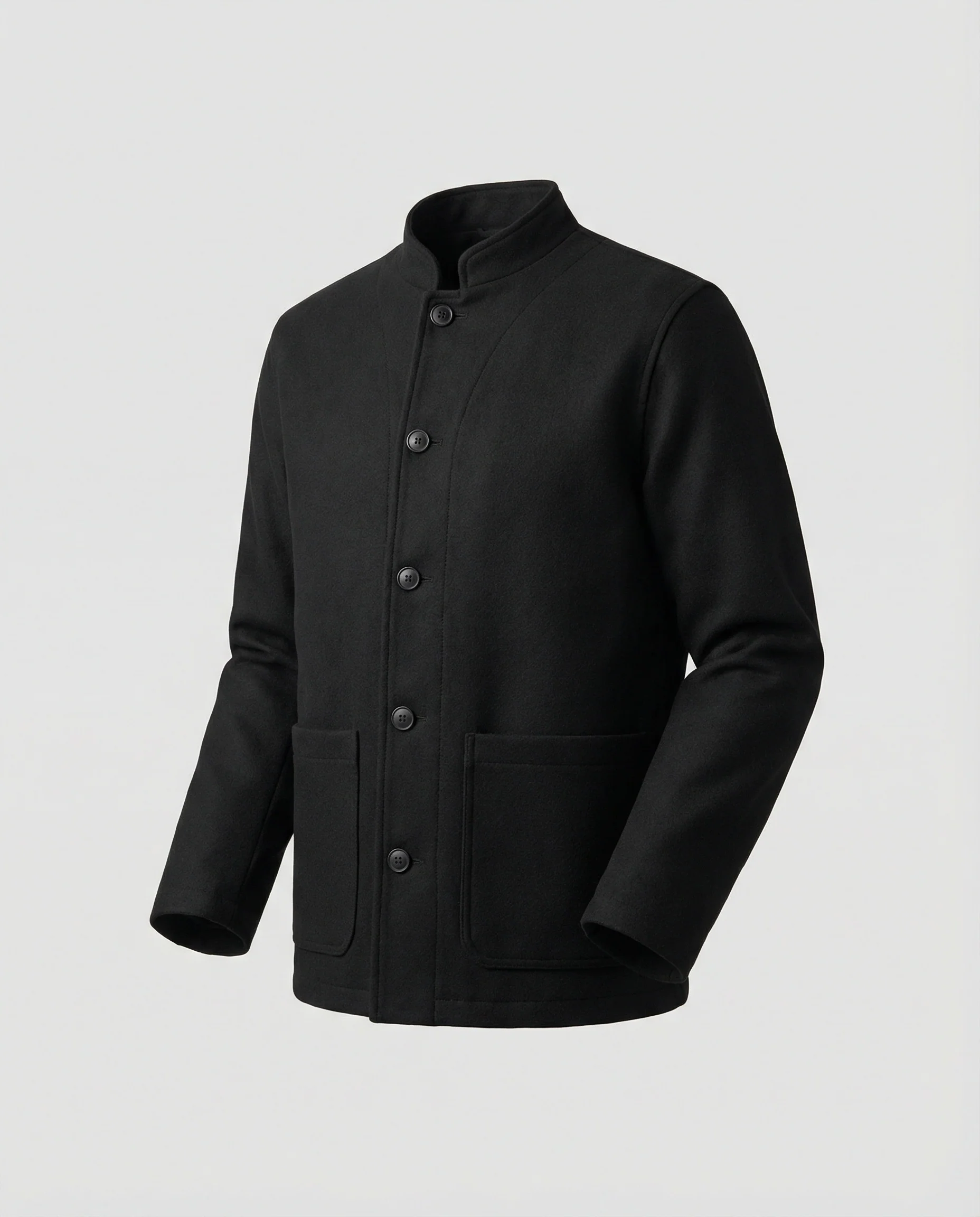 Herren minimalistischer Kurzblazer aus Wollmix mit Rundhalsausschnitt und aufgesetzten Taschen Heidi-Mode - Image 5