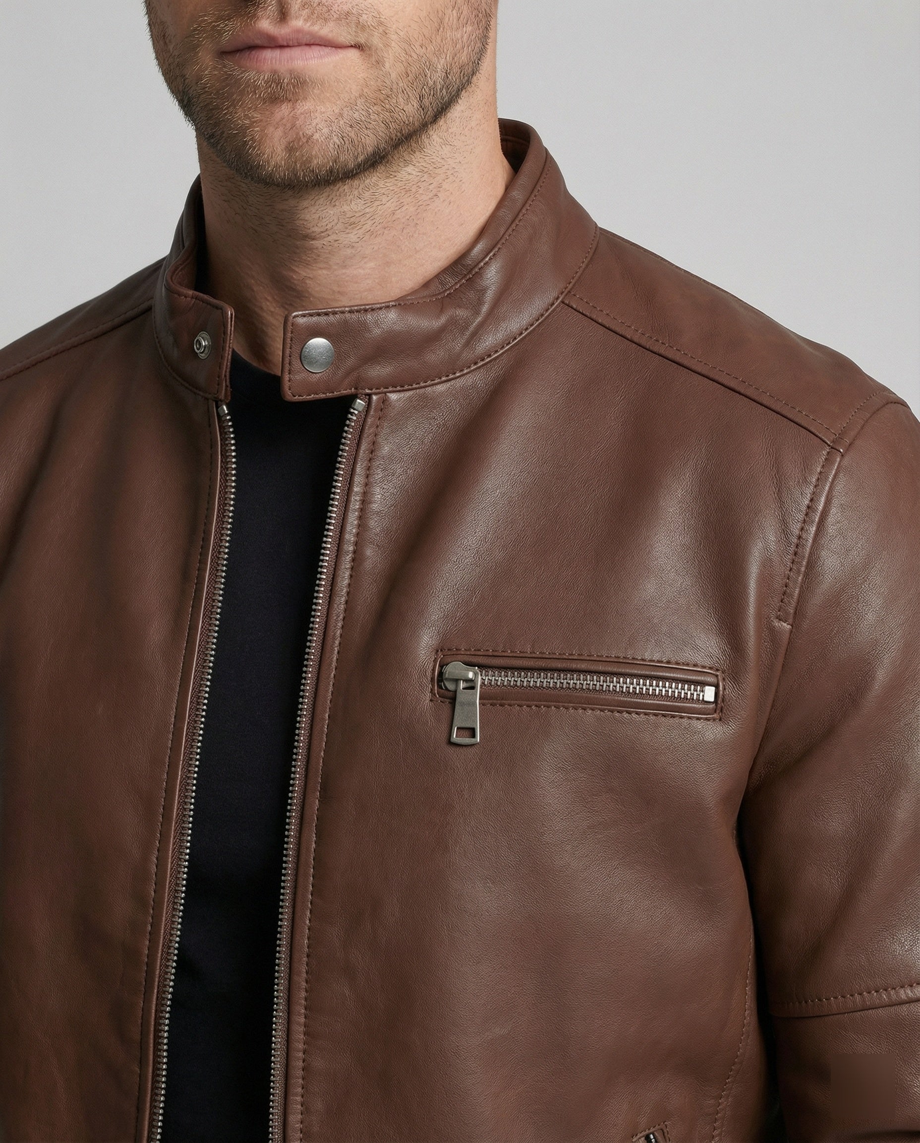 Herren moderne Kunstlederjacke mit Reißverschlüssen Heidi Mode - Image 3