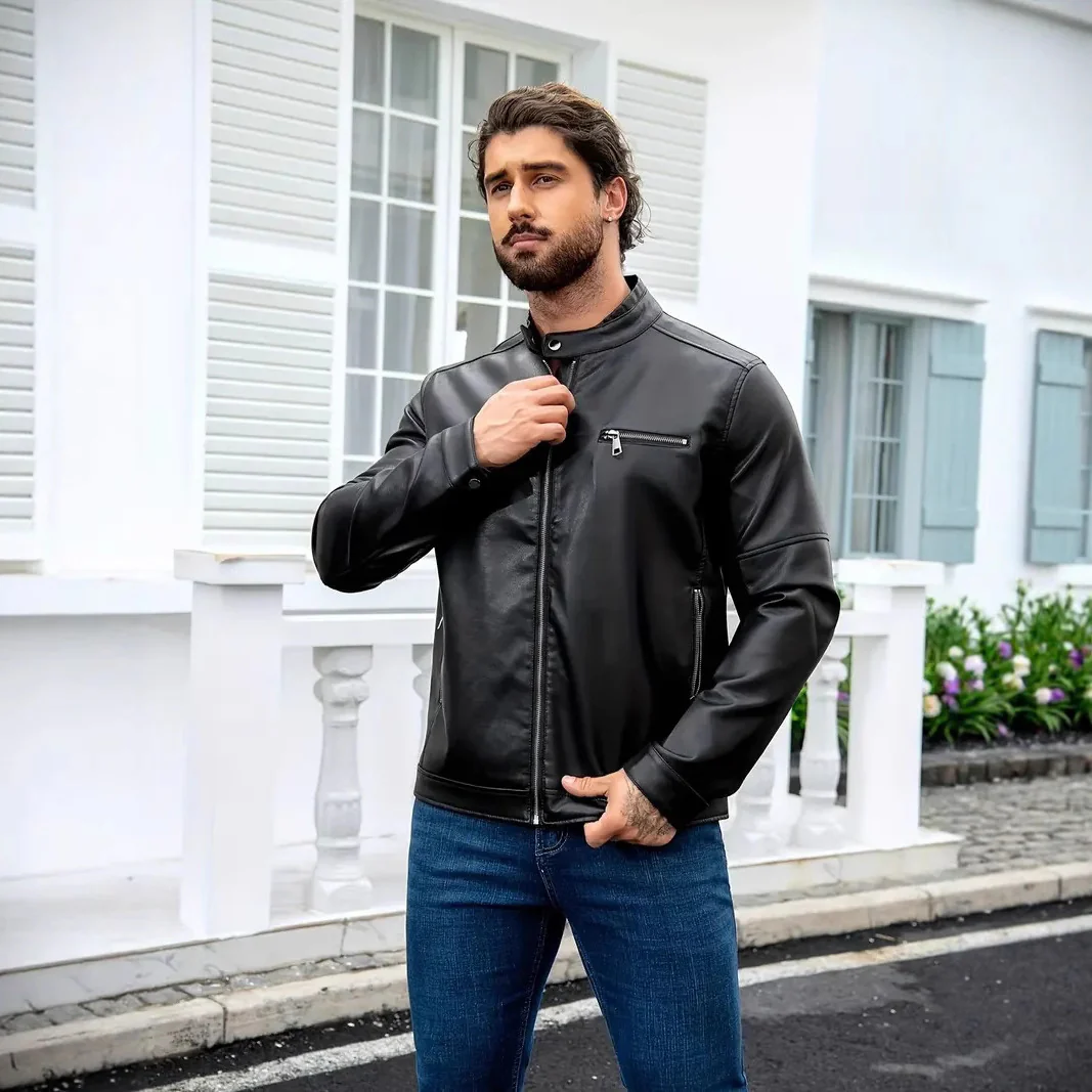 Herren moderne Kunstlederjacke mit Reißverschlüssen Heidi Mode - Image 9
