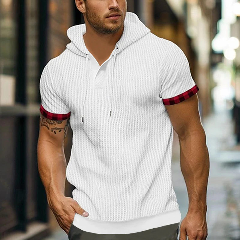 Herren modernes Kapuzenshirt mit strukturiertem Design und kontrastierenden Ärmeln Heidi-Mode