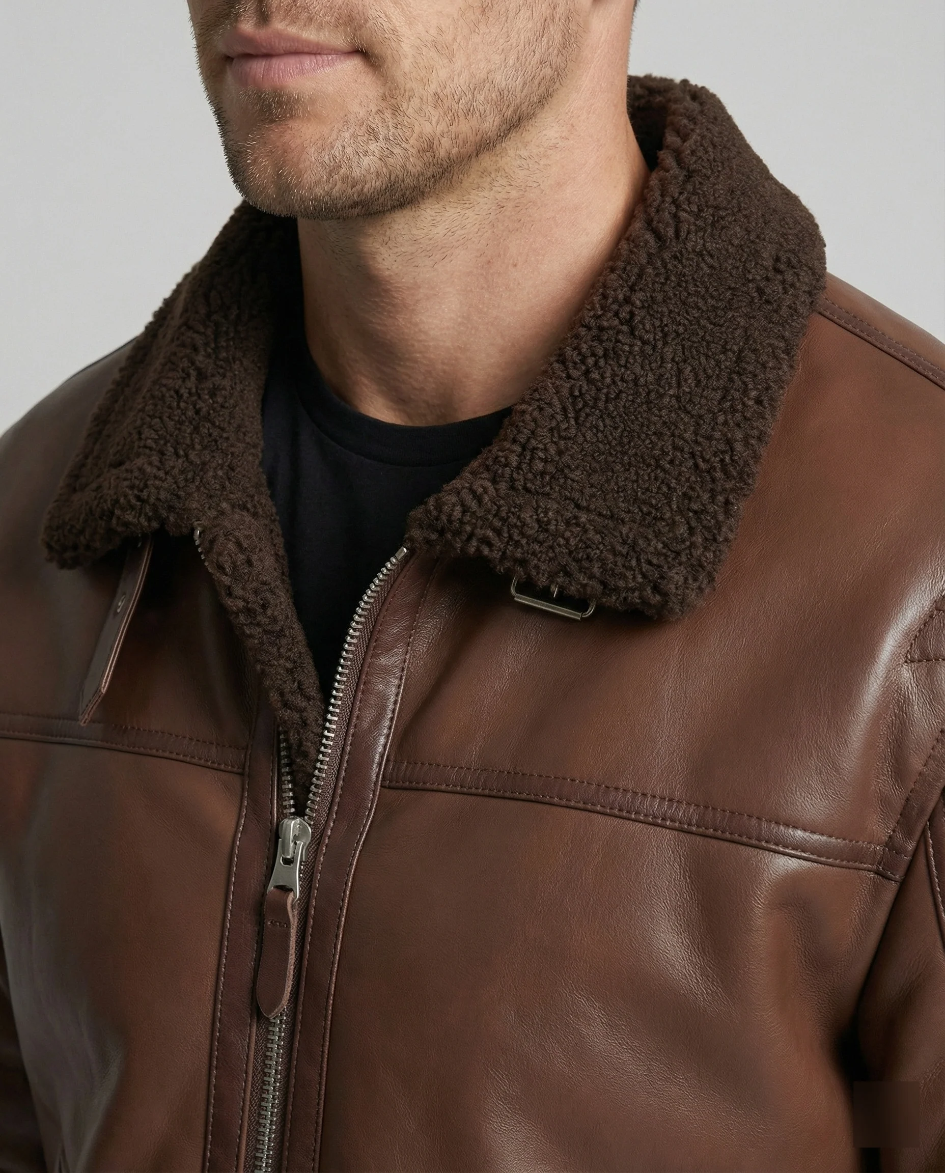 Herren Kunstlederjacke mit Kragen - Image 3