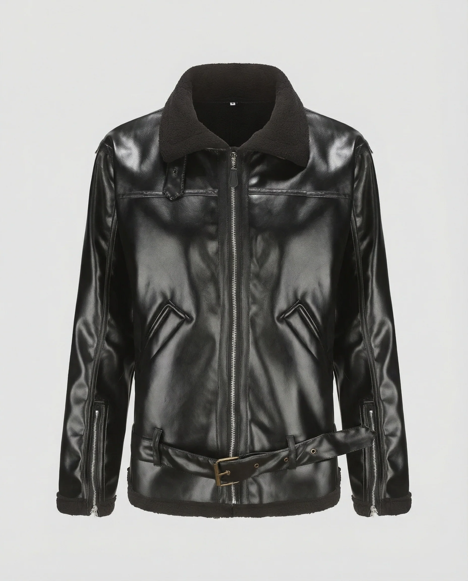 Herren Kunstlederjacke mit Kragen - Image 8