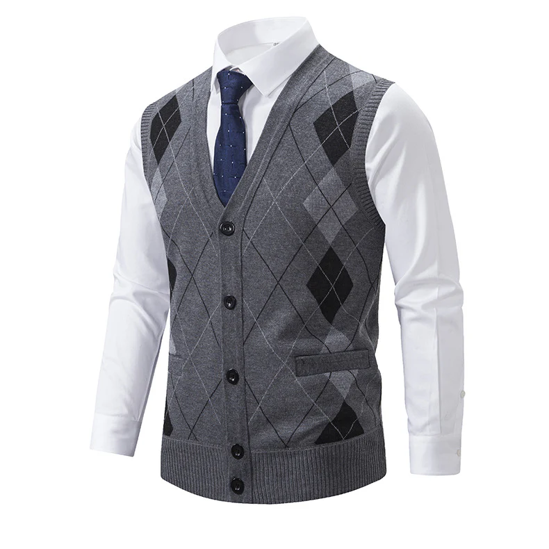 Herren modische Strickweste mit Karomuster Heidi-Mode - Image 7