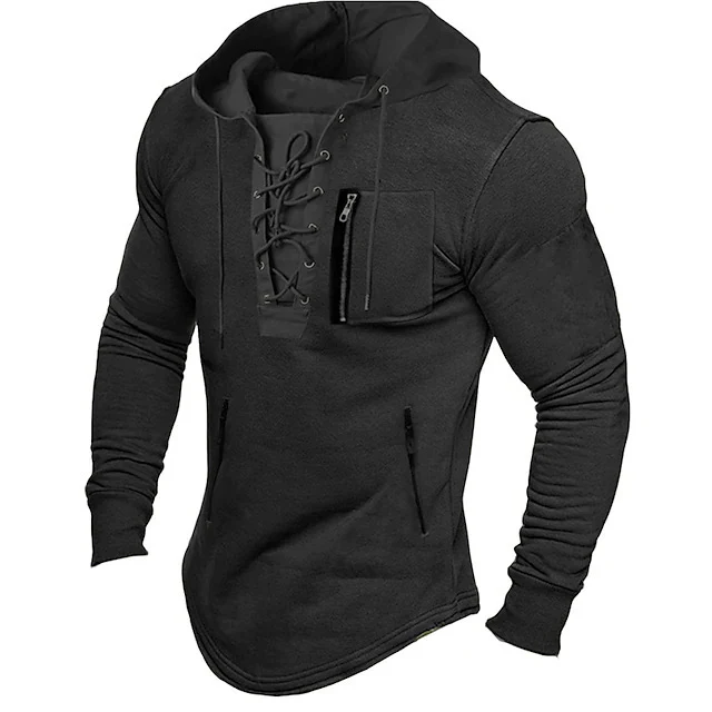 Herren modischer Kapuzenpullover mit einzigartigem Schnürdesign Heidi-Mode - Image 10