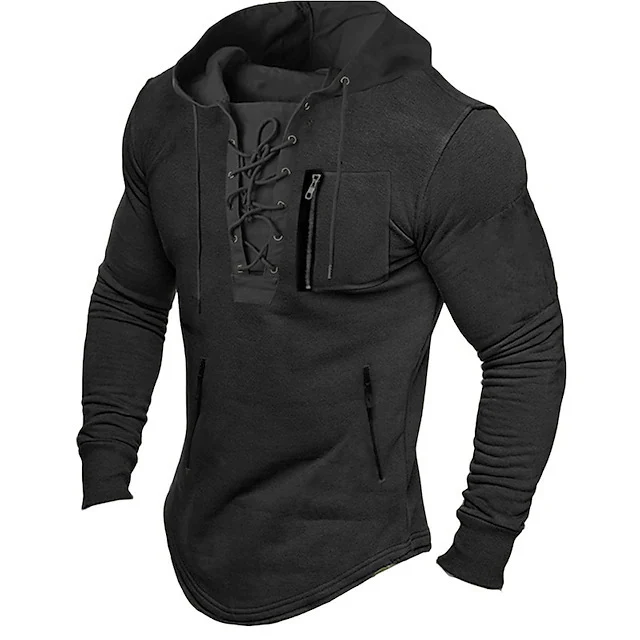 Herren modischer Kapuzenpullover mit einzigartigem Schnürdesign Heidi-Mode - Image 4