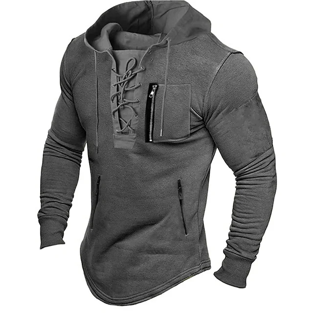 Herren modischer Kapuzenpullover mit einzigartigem Schnürdesign Heidi-Mode - Image 6