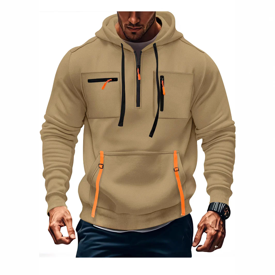 Herren modischer Kapuzenpullover mit funktionalen Reißverschlusstaschen Heidi-Mode