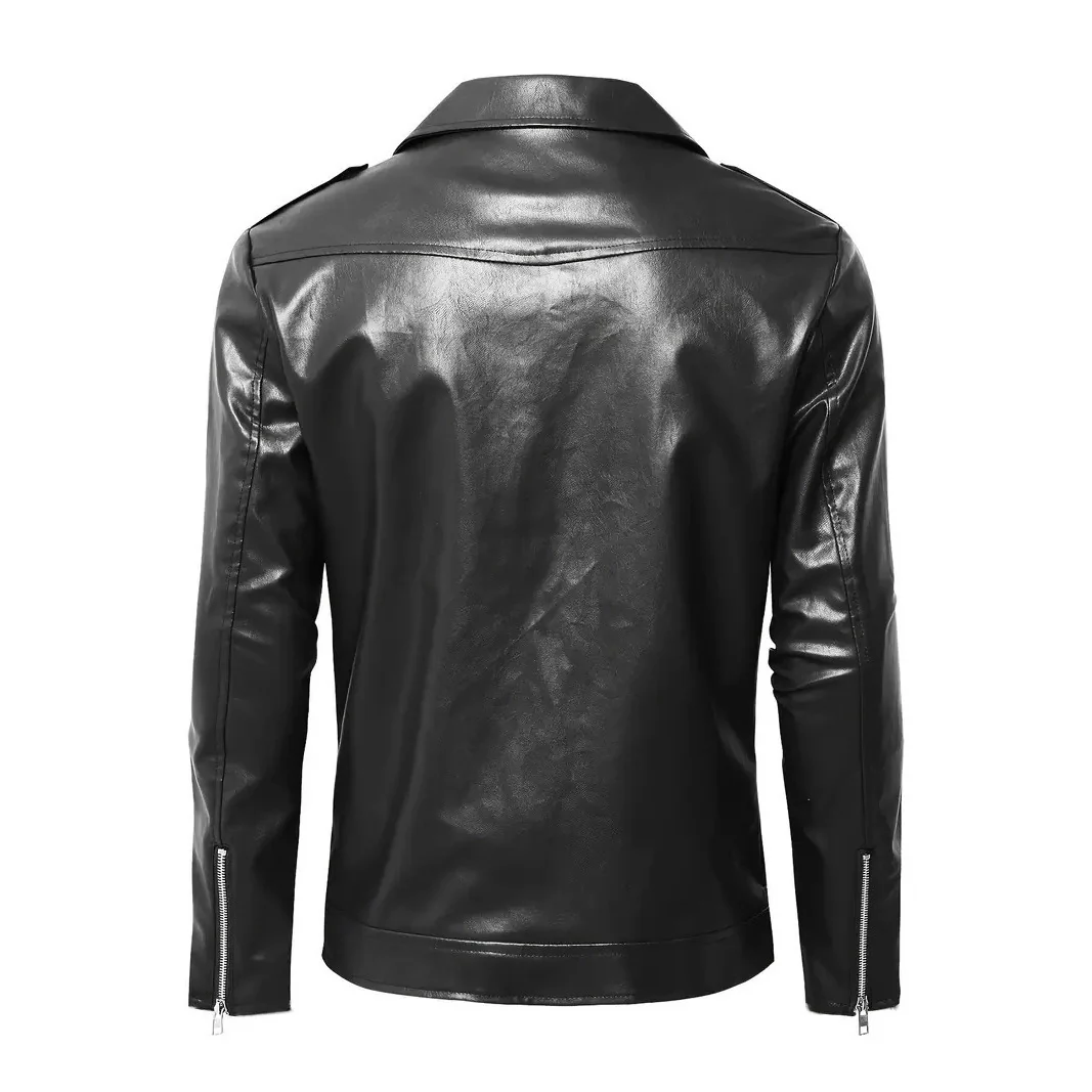 Herren Motorradjacke aus Leder mit asymmetrischem Zip Heidi Mode - Image 8