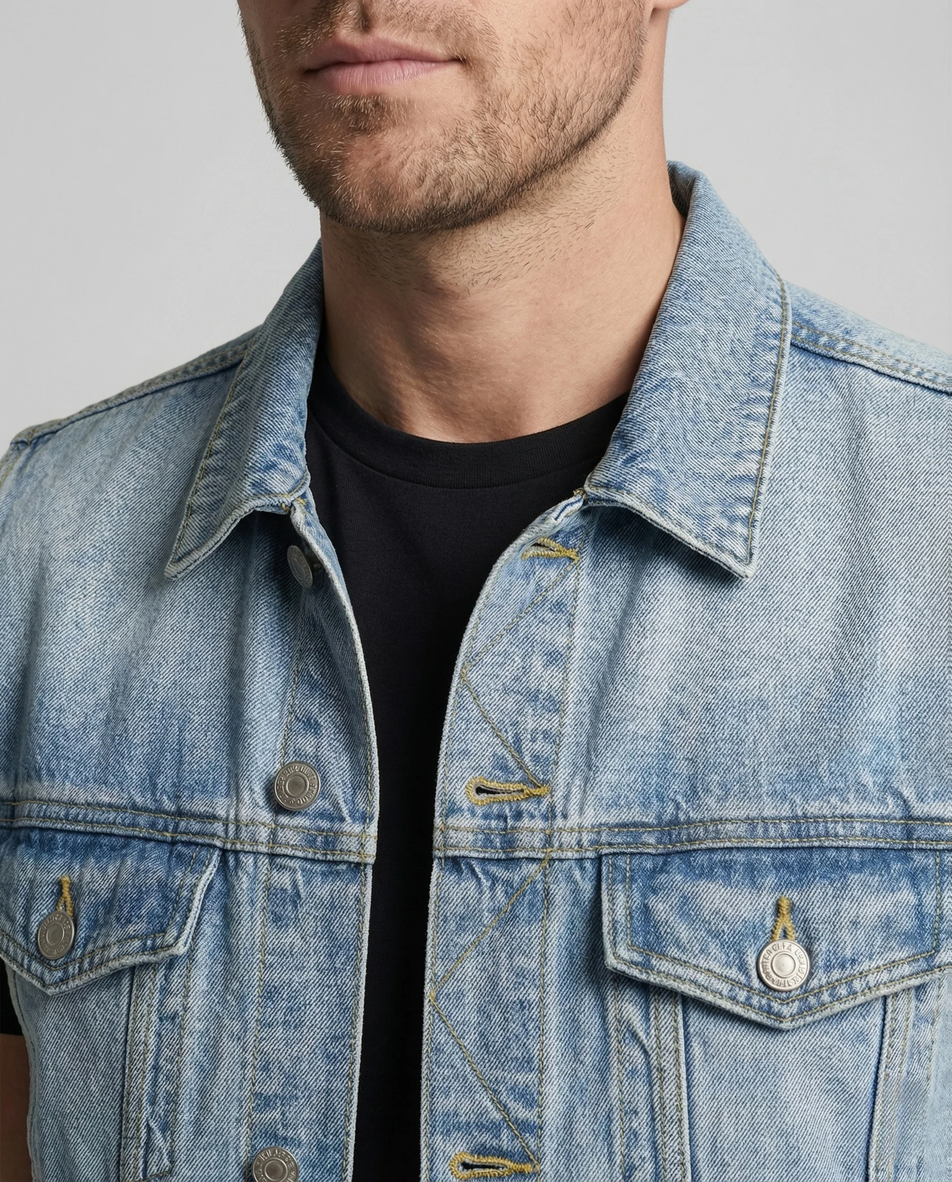 Herren Jeansweste ärmellos mit Used Look Denim Vest - Image 3