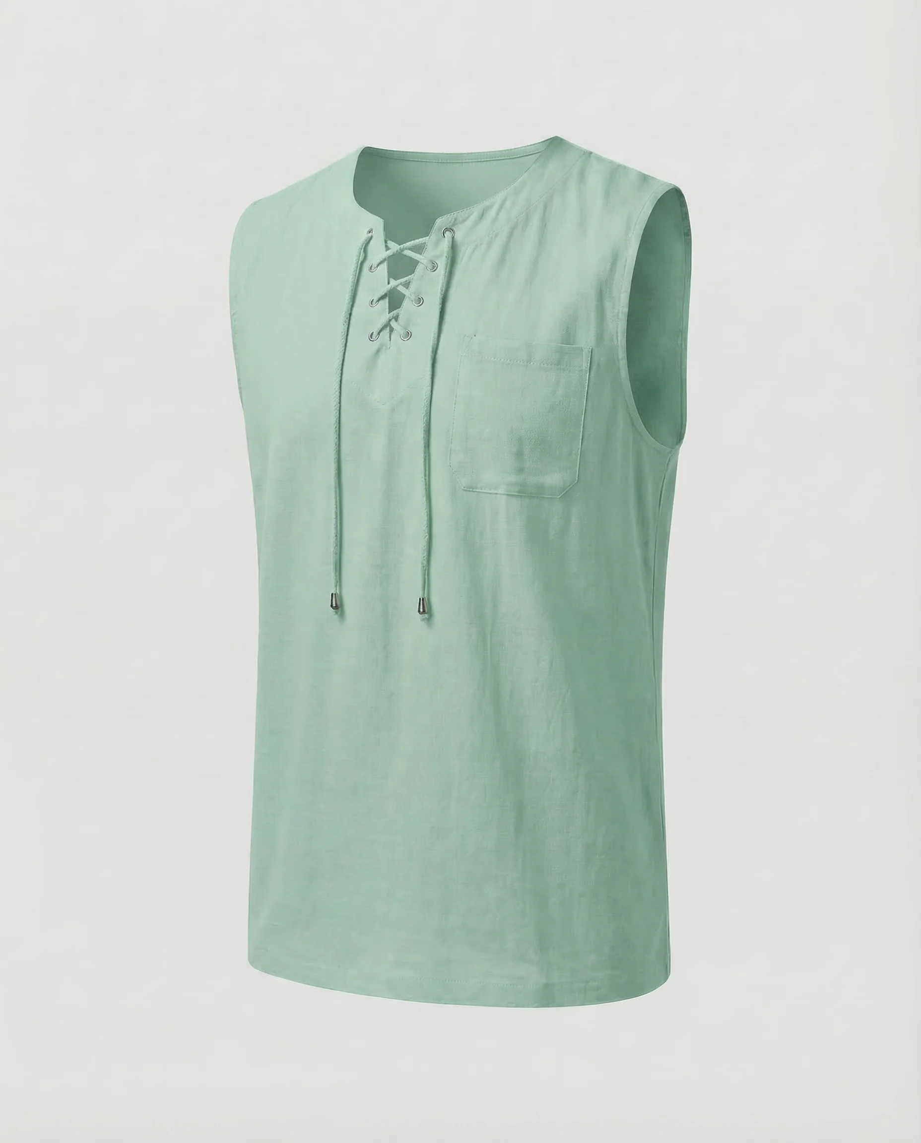 Herren Tanktop Leinen V Ausschnitt - Image 11
