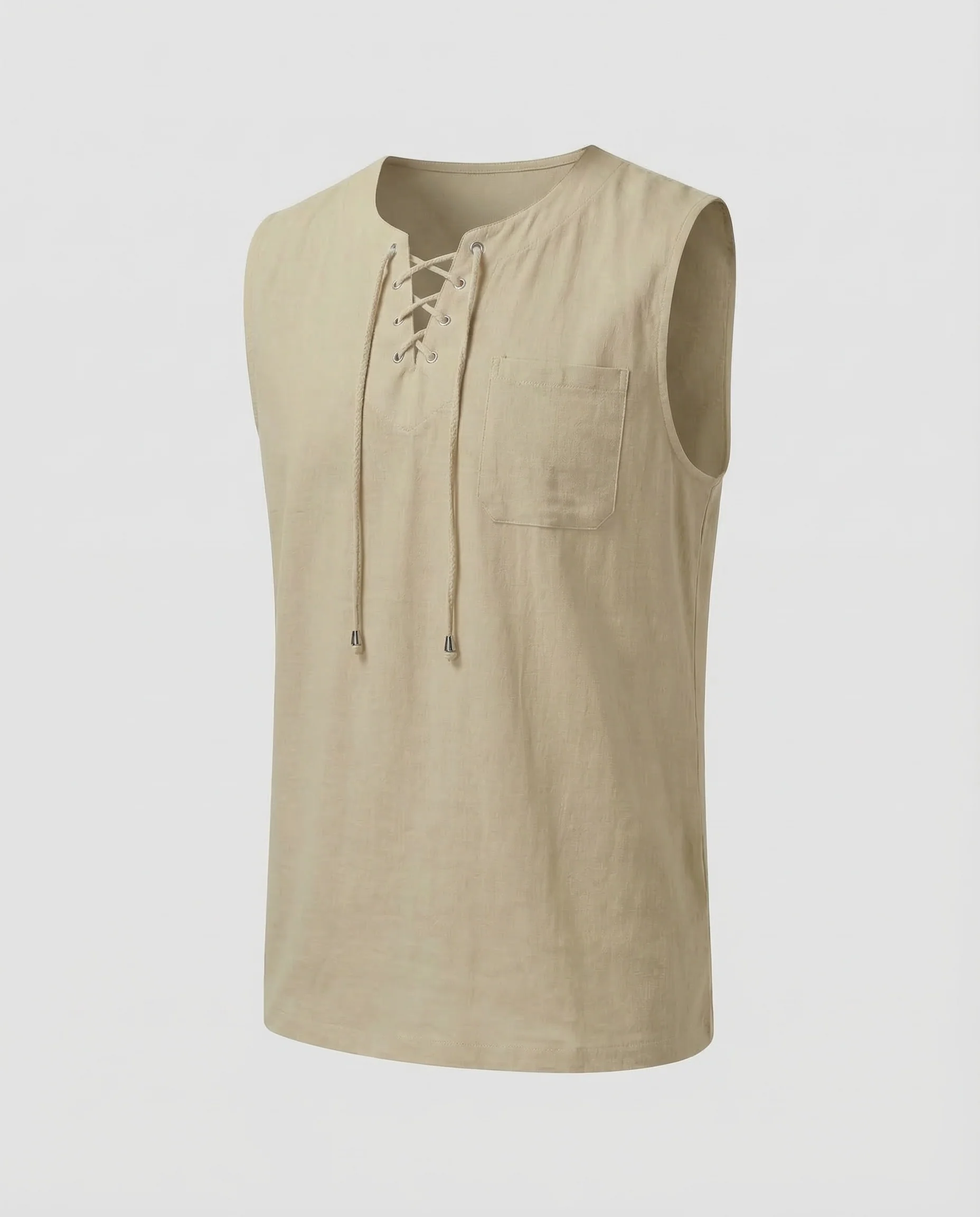 Herren Tanktop Leinen V Ausschnitt - Image 13