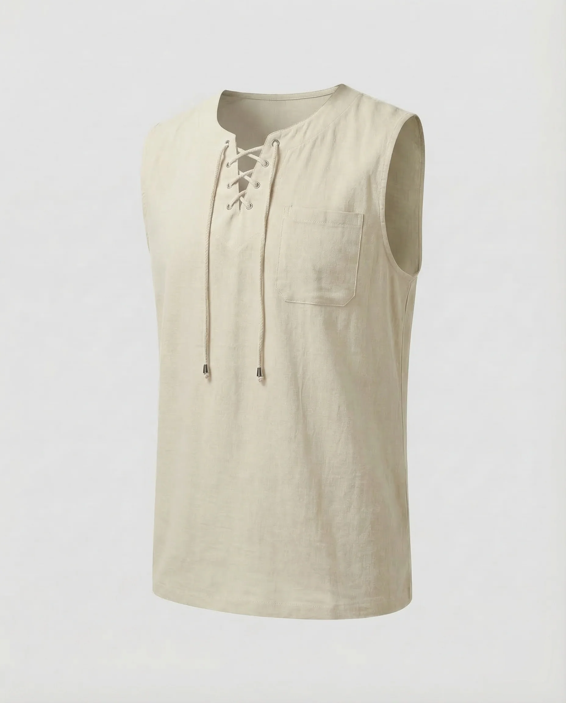 Herren Tanktop Leinen V Ausschnitt - Image 15
