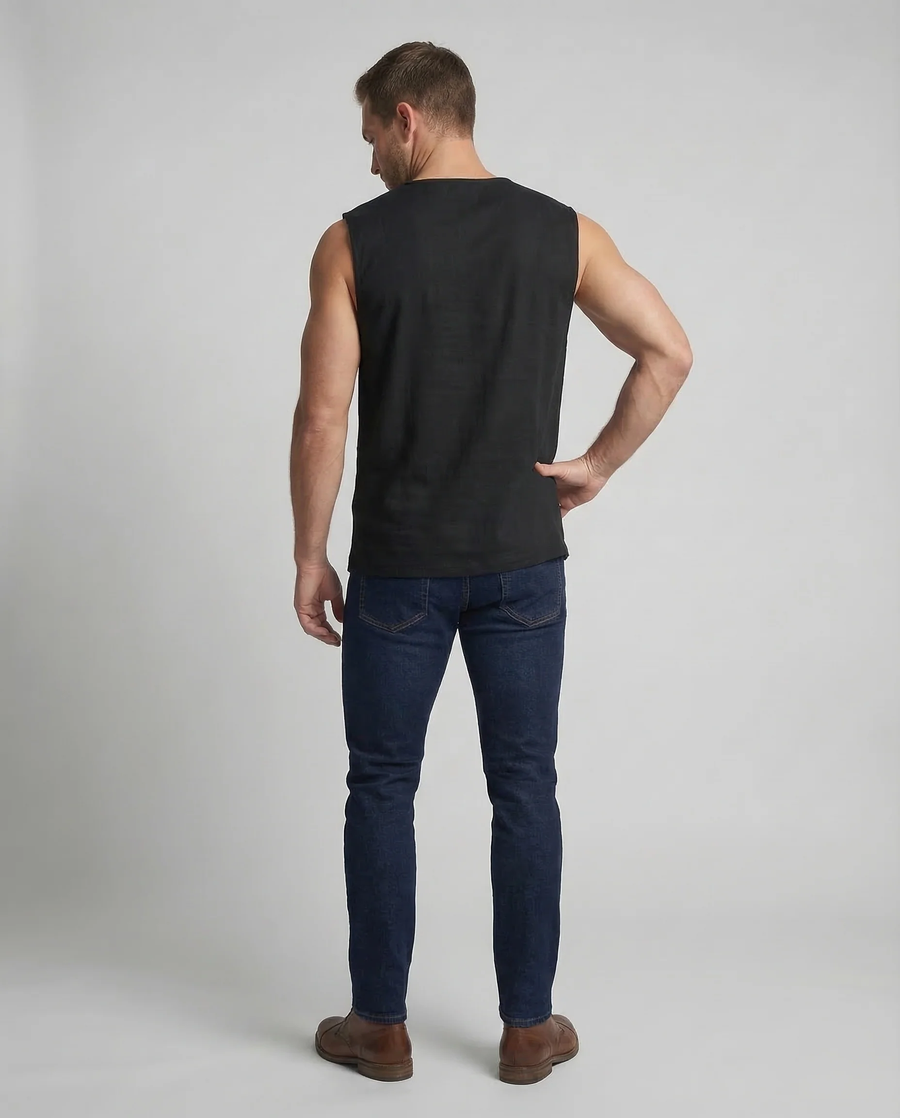Herren Tanktop Leinen V Ausschnitt - Image 4