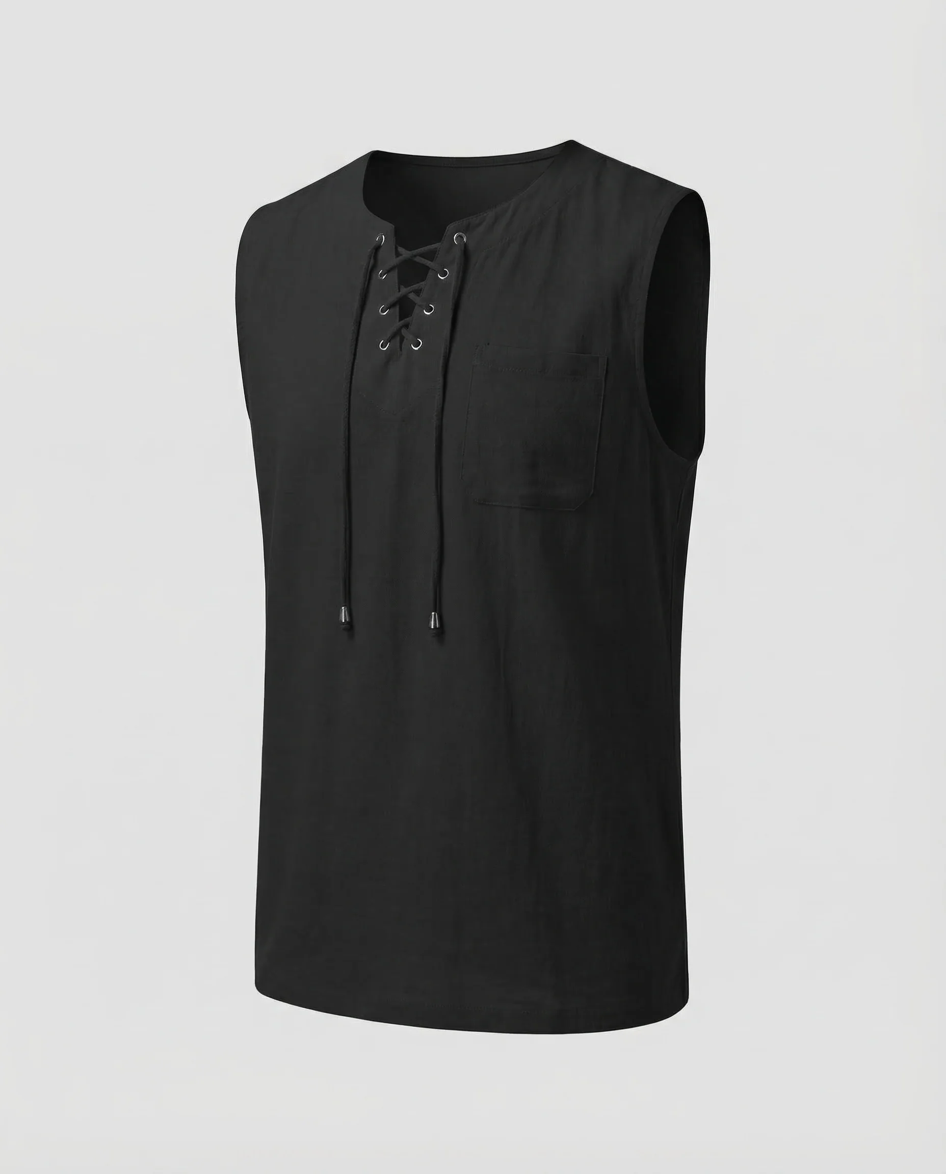 Herren Tanktop Leinen V Ausschnitt - Image 5