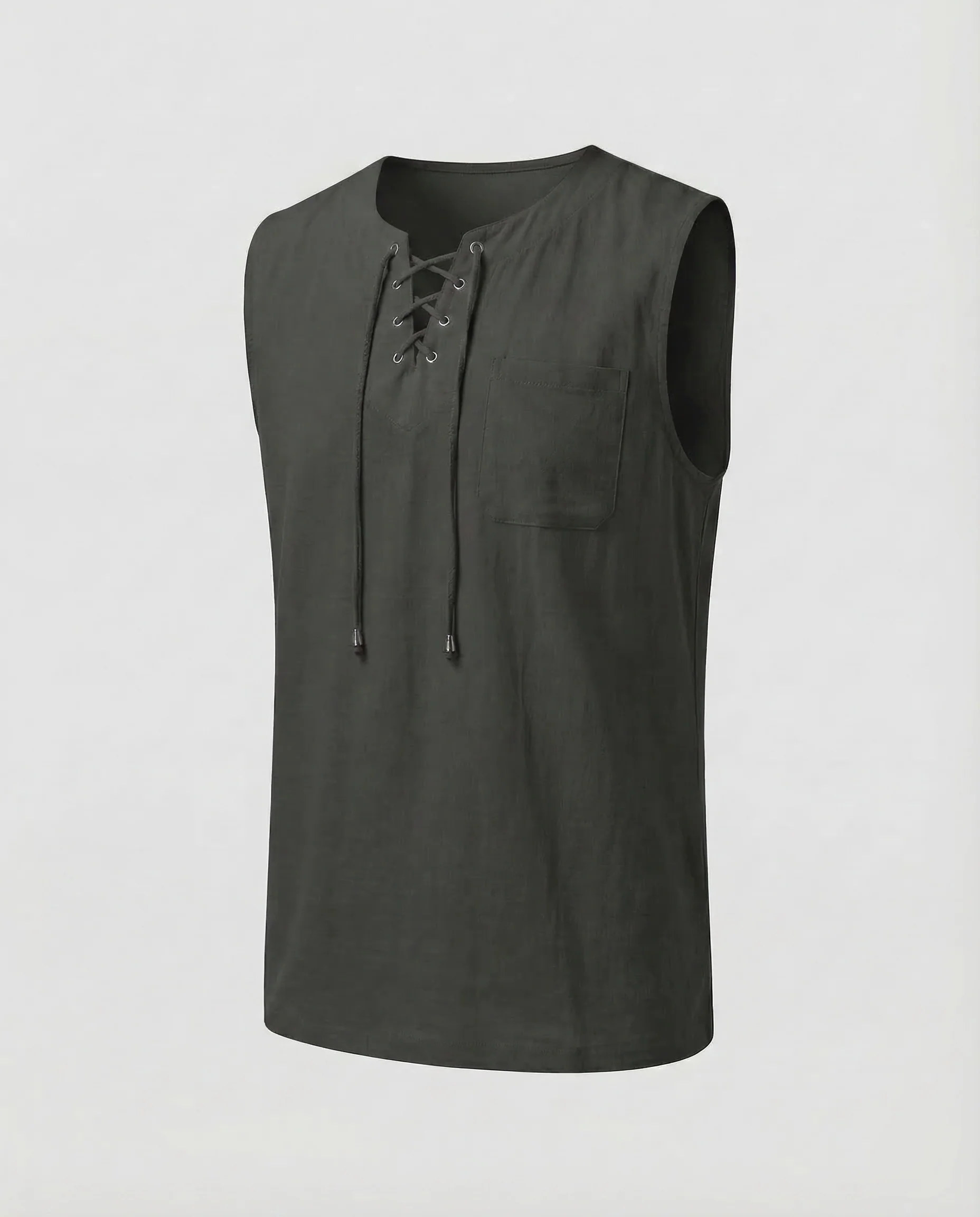 Herren Tanktop Leinen V Ausschnitt - Image 6